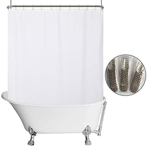 N&Y HOME Waterproof Fabric Clawfoot Tub Shower Curtain 180 x 70 inch, White