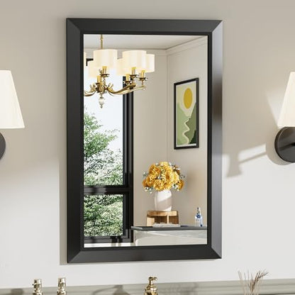 Briivue Black Metal Framed Bathroom Wall Mirror, 20x30 Inch