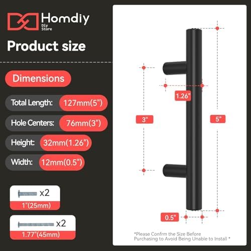homdiy 200Pack 3in Cabinet Handles Black Kitchen Cabinet Pulls Drawer Pulls for Dresser Drawers