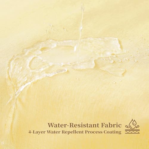 BTTN Boho Scalloped Linen Textured Cloth Shower Curtain Set, 72x84, Yellow