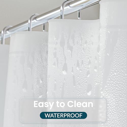 Titanker White Shower Curtain Liner, 72x65 PEVA Shower Liner Inside Shower Curtain Liner Washable Shower Curtains for Bathroom with Magnets and Rustproof Metal Grommet Holes