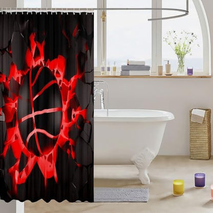 jejeloiu Basketball Bath Curtain Boys Girls 72"x72" Gaming Sports Shower Curtain for Kids Women Men Waterproof Red Ombre Bathroom Shower Curtain Set Gift for Basketball Lover