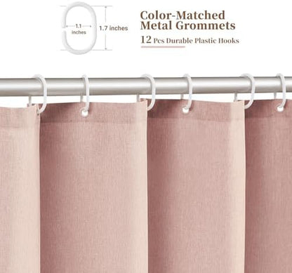 BTTN Blush Pink Boho Scalloped Linen Textured Cloth Shower Curtain, 72x72