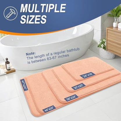 OLANLY Memory Foam Small Bathroom Rugs 24x16, Absorbent Bath Mat, Peach