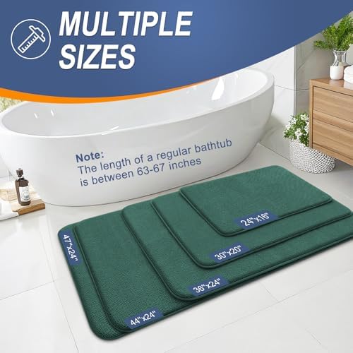 OLANLY Memory Foam Bathroom Runner Rugs 70x24, Long Mats, Blackish Green