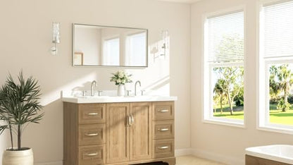 TETOTE Brushed Nickel Bathroom Mirror 48" x 24" Beveled Frame Rectangle Bathroom Vanity Wall Mirror for Over Sink, Tempered Glass, Stronger Frame, Modern Farmhouse Bedroom, Entryway, Living Room