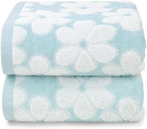 Cotton Towels for Bathroom Decor with Floral Jacquard
