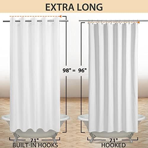 River Dream Extra Long No Hook Shower Curtain or Liner 71x98, White