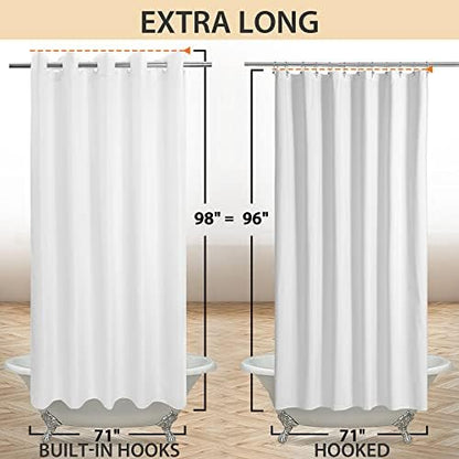 River Dream Extra Long No Hook Shower Curtain or Liner 71x98, White