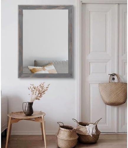 AAZZKANG Wooden Mirror Rectangle Rustic Mirrors for Wall Decorative for Bedroom Bathroom Living Room Entryway Hanging Home Decor 28"x20"