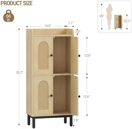 Hzuaneri Bathroom Cabinet, Small Storage Cabinet with 4 Doors