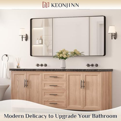 Keonjinn 60 x 28 Inch Black Bathroom Mirrors for Over Sink, Tempered Glass