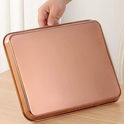 Meisha Baking Sheet with Wire Rack Set [2 Pans + 2 Tier Racks], Stainless Steel Rose Gold Cookie Sheet Baking Trays & Cooling Rack for Cooking