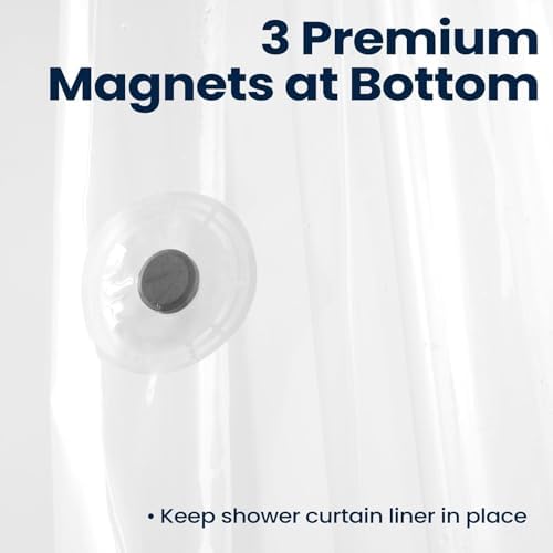 downluxe Shower Curtain Liner, PEVA Plastic Shower Liner with 3 Magnets, 72" x 72" Waterproof Bathroom Curtain, White, 2 Pack