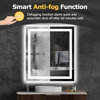 Hivone 36"X32" LED Bathroom Mirror with Lights, UL Listed