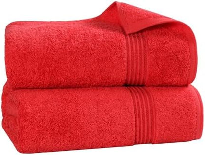 Superior Egyptian Cotton Bath Sheet Set, Oversized Towels for Home Bathroom, Master, Guest Bath, Decor Essentials, Quick Dry, Absorbent, Large Body Towel, Spa, Hotel, Resort, Set of 2, Red