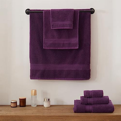 COZYART Luxury Hand Towels 4 PCS, Purple 100% Turkish Cotton 650 GSM