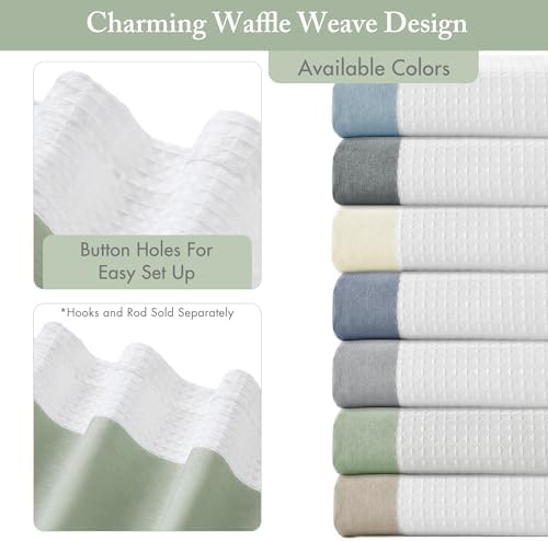 Madison Park Spa Waffle Extra Long Shower Curtain, 72 x 84, Sage Green