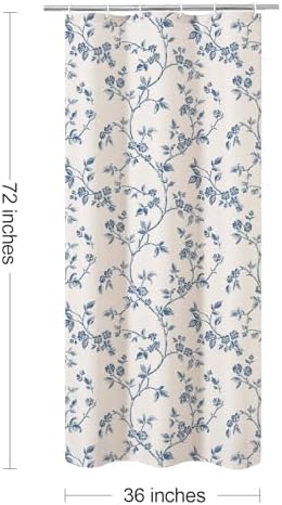 MitoVilla Small Stall Cotton Floral Shower Curtain for Bathroom,36 x 72