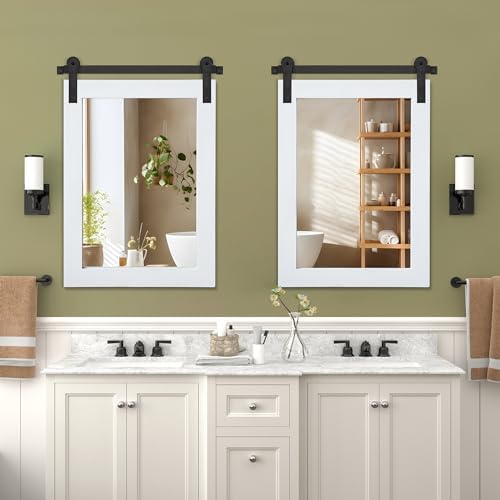 COGOOD Farmhouse Bathroom Mirrors for Over Sink - 38 x 25 Pure White