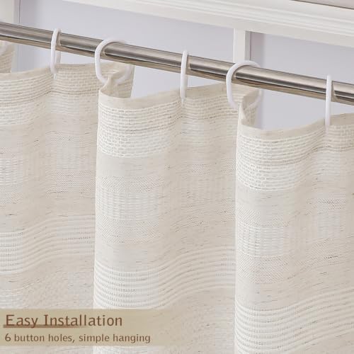 OVZME Linen Boho Stall Shower Curtain, Narrow Soft Fabric Striped Textured Bathroom Shower Curtain with Tassel, Modern Farmhouse Machine Washable Bath Decor, Linen, 36Wx72L Inches