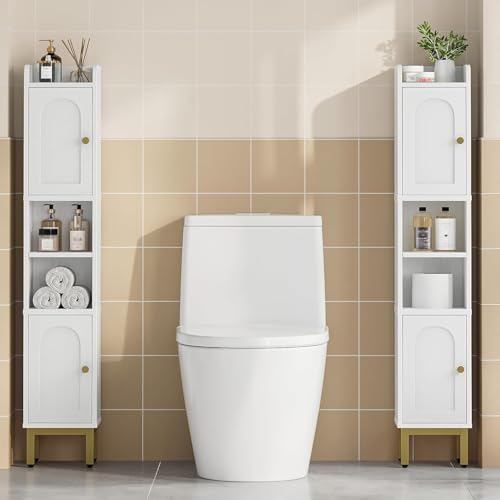 Hzuaneri Slim Bathroom Storage Cabinet, Narrow Bathroom Organizers,2 Doors