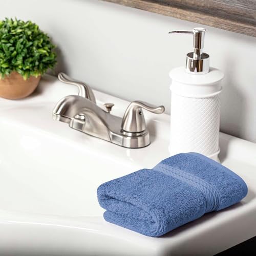 SUPERIOR Egyptian Cotton Plush & Absorbent, Face Towel Set of 6, Denim Blue