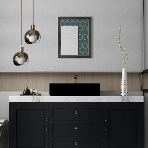 Rectangular Wall Mirror 20x16 Inch Bathroom Mirror for Over Sink, Black