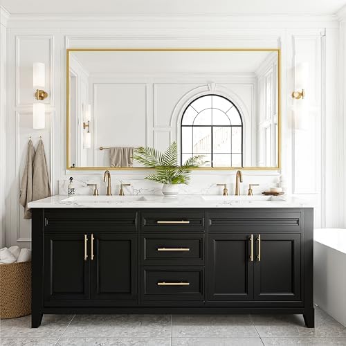 FICTOR Bathroom Vanity Mirror for Over Sink, 55" x 30", Gold