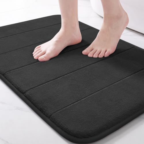 Yimobra Memory Foam Bath Mat, Soft Absorbent Bathroom Rug, 24x17, Black