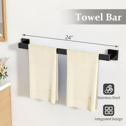 STWWO 10-Piece Matte Black Bathroom Hardware Accessories Set