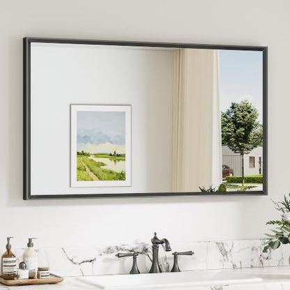 Keonjinn 40 x 24 Inch Black Bathroom Mirrors for Over Sink, Metal Frame