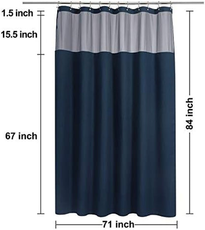 N&Y HOME Extra Long Waffle Shower Curtain with Snap-in Liner Navy, 71x84