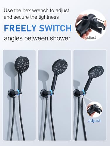Woindo Shower Faucet Set 10" Rain Shower Head/8'' Side Shower Head and 3 Setting Handheld Ceiling Mount 3 Push Button Diverter Complete Rainfall Round Shower System Included Valve Trim Kit