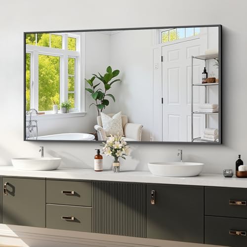 Koonmi Black Bathroom Mirror for Over Sink,Metal Framed 30"x55" Wall Mirror