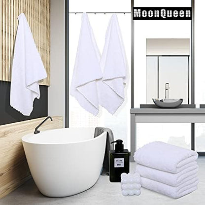 MOONQUEEN 2 Pack Premium Bath Towel Set - Quick Drying - Microfiber Coral Velvet Highly Absorbent Towels - Multipurpose Use as Bath Fitness, Bathroom, Shower, Sports, Yoga Towel (White)