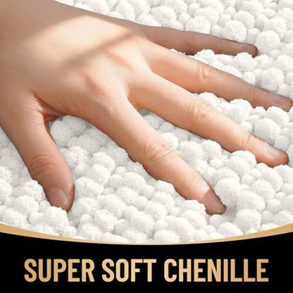 OLANLY Thick Chenille Bathroom Runner Rugs 47x20, Absorbent Bath Mat, Ivory