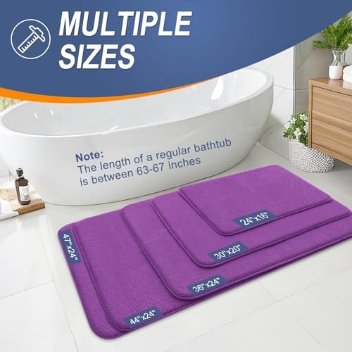 OLANLY Thick Memory Foam Bathroom Rugs 30x20, Absorbent Bath Mat, Purple