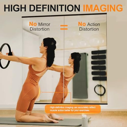 Delma Large Full Body Mirror for Yoga, Frameless Wall-Mounted Glass Panel (60"x25"-Black) 2PCS for Home, Garage, Bedroom & Bathroom