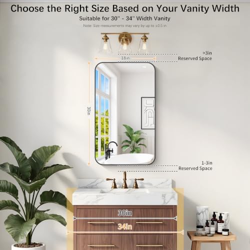 DESBING 18"x30" Bathroom Mirror for Over Sink, Black Framed Wall Mirror