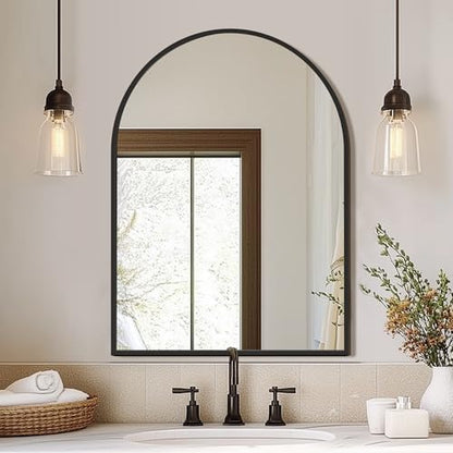 FICTOR 30" x 40" Arched Bathroom Vanity Mirror for Over Sink, Black