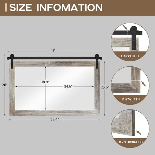 COGOOD Farmhouse Bathroom Mirrors for Over Sink - 26 x 41 Yellow White