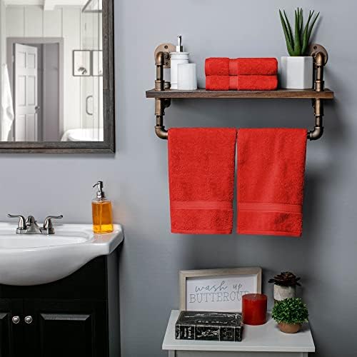 SUPERIOR Egyptian Cotton Plush & Absorbent, Hand Towel Set of 4, Red