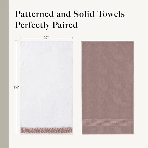 Modern Threads 6 Piece Bath Towel Set – Bathroom Towel Set with 2 Bath Towels, 2 Hand Towels & 2 Washcloths – 100% Cotton, Soft & Absorbent – Jacquard Border (Rose)