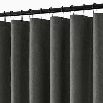 ANRODUO Dark Grey Linen Textured Fabric Shower Curtain Set - W72xL84