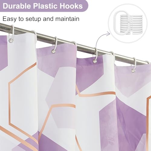 deFouliao Purple Modern Shower Curtain Geometric Grid Art Abstract Waterproof Bathroom Curtain for Bathtub Home Hotel Decor, Washable with Hooks, 72x78 Inch