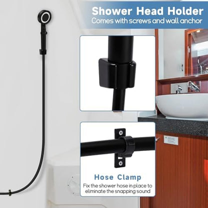 5+1 Mode High Pressure Replacement Black RV Shower Head with Hose