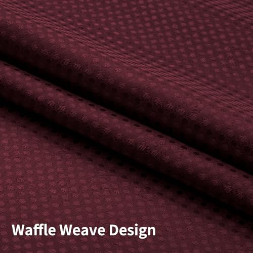 Colorful Star Waffle Weave No Hook Shower Curtain, 72 x 75 Inch, Burgundy