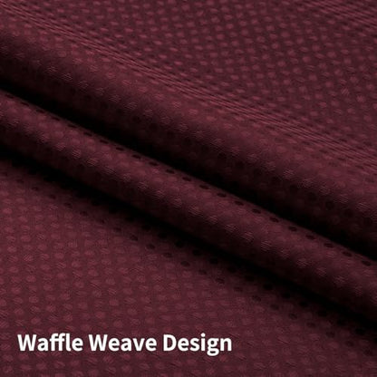 Colorful Star Waffle Weave No Hook Shower Curtain, 72 x 75 Inch, Burgundy