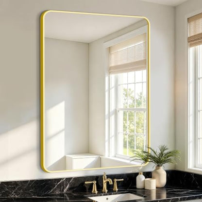Vanity Bathroom Mirror, 40”x28” Gold Bathroom Mirror for Over Sink